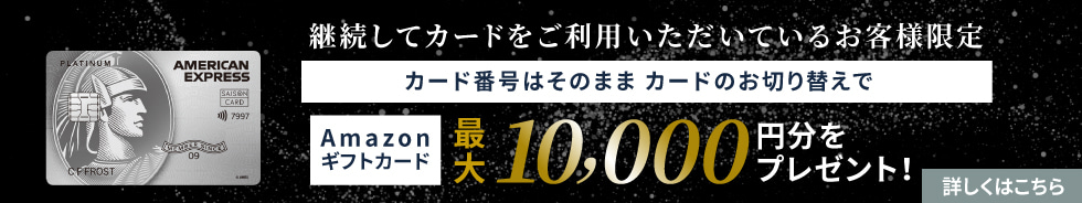 継続してカードをご利用いただいているお客様限定 カード番号はそのまま カードのお切り替えで永久不滅ポイント5,000円相当プレゼント