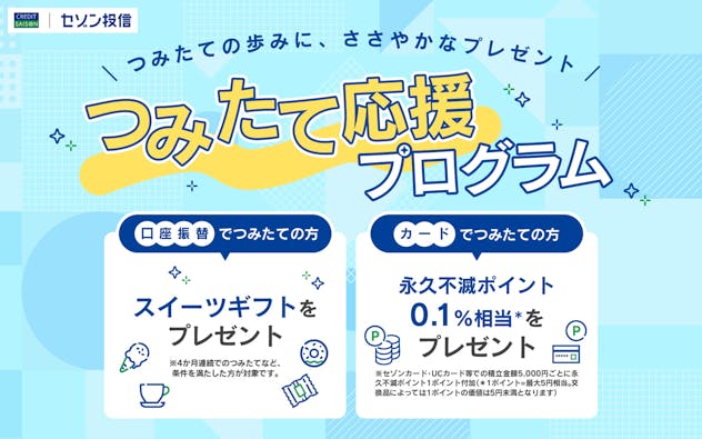 セゾン投信つみたての歩みに、ささやかなプレゼント!つみたて応援プログラム