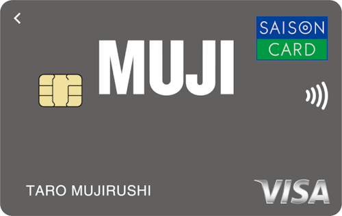 「MUJI Card」のカードデザイン。グレーの背景に、中央に白色のMUJIのロゴが記載されている。