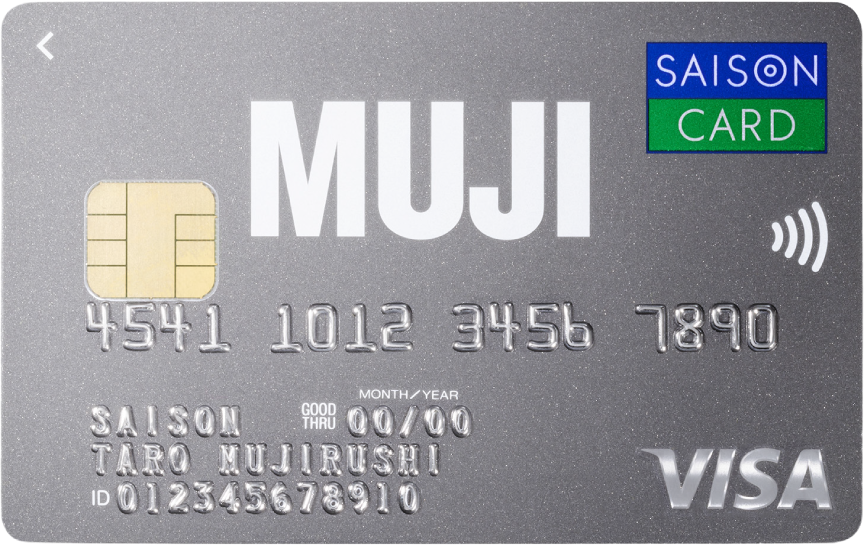 「MUJI Card」のカードデザイン。グレーの背景に、中央に白色のMUJIのロゴが記載されている。