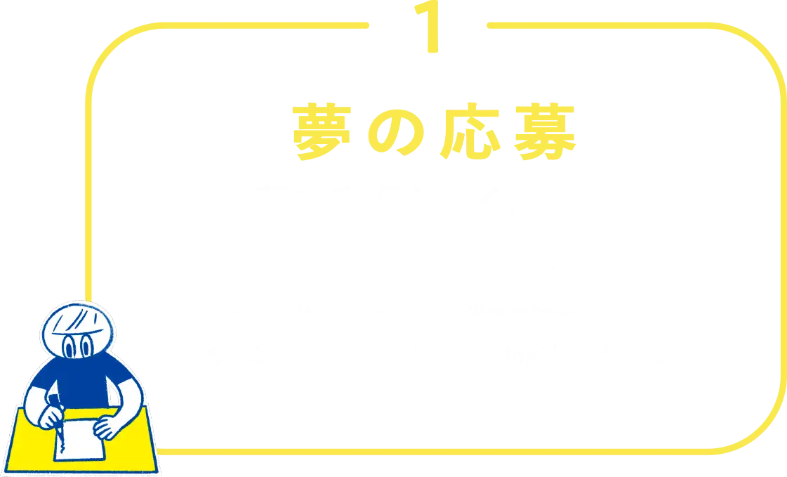 1 夢の応募 夢を応募してください どんな夢でもかまいません。ポストは、サッカー日本代表の試合会場やJFAサッカー文化創造拠点「blue-ing!」にも登場予定。