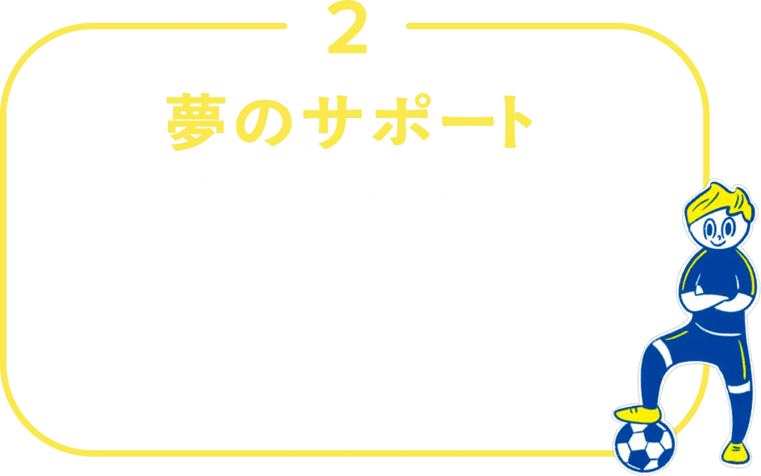 2 夢のサポート 夢を叶えるプロジェクト始動! 集まった全員の夢をJFAとクレディセゾンはしっかりと受け止めます。そして、ご応募いただいた中から夢を叶えるプロジェクト始動。